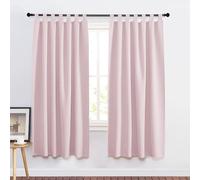 PONY DANCE Cortinas Aislantes Termicas con Trabillas, Cortinas Infantiles Niña Opaca Termica Aislante para Ventanas Cortas, 140x175 CM, Rosa Claro, 2 Piezas