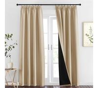 PONY DANCE Cortinas Beige Opacas 2 Piezas 140x260 CM, Cortinas Salon Termicas Aislantes Frio y Calor 100% Blackout para Habitacion Matrimonio