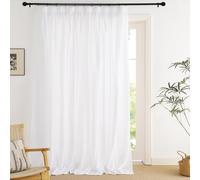 PONY DANCE Cortinas Blancas 3 Metros con Ganchos para Rieles, Cortinas Semi Opacas Visillos Translucidas para Salon/Dormitorio 1 Panel,300x245cm