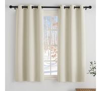 PONY DANCE Cortinas Cocina Modernas 2 Piezas Cortinas Opacas Termicas Aislantes Cortinas Dormitorio Cortas para Ventanas con Ojales,90x120cm,Beige Claro