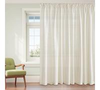 PONY DANCE Cortinas con Ganchos de Lino Semi Translucidas,Visillos de 3 Metros Grandes para Dormitorio/Salon, 1 Pieza,300x260cm(AnchoxAlto),Crema