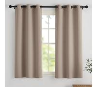 PONY DANCE Cortinas Cortas 2 Piezas Cortinas Opacas Termicas Aislantes Frio y Calor Blackout para Cocina Comedor Salon Thermal Curtains con Ojales,90x120cm,Taupe Claro
