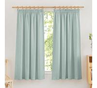 PONY DANCE Cortinas Cortas Cocina, Visillos Semi Opacas de Lino con Fruncidas 2 Piezas para Coemdor/Dormitorio,140x160cm,Verde Salvia