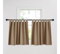 PONY DANCE Cortinas Cortas Opacas para Ventanas de Cocina/Comedor, Cortinas Termicas Aislantes el Calor con Trabillas 2 Piezas, 140x120cm, Moca