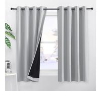 PONY DANCE Cortinas Cortas para Ventanas 100% Opacas Termicas 2 Piezas Cortinas Aislantes Frio y Calor para Cocina Dormitorio Matrimonio, 140x160 CM, Gris Claro