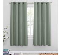 PONY DANCE Cortinas Cortas para Ventanas, Blackout for Living Room Cortinas Opacas de Puerta para Salon Dormitorio Cocina Comedor con Ojales 2 Piezas,132x180cm,Verde Salvia