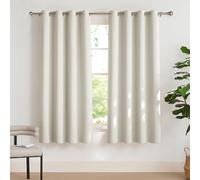 PONY DANCE Cortinas Cortas para Ventanas, Blackout for Living Room Cortinas Opacas de Puerta para Salon Dormitorio Cocina Comedor con Ojales 2 Piezas,132x180cm,Beige Claro