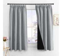 PONY DANCE Cortinas Cortas para Ventanas Cortinas Opacas Termicas Aislantes Frio y Calor Cortinas para Riel con Ganchos para Dormitorio Matrimonio 2 Piezas, 140x160 CM, Gris Claro