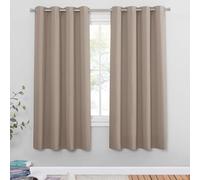 PONY DANCE Cortinas Cortas para Ventanas Curtains Blackout for Living Room, Opacas de Puerta para Salon Dormitorio Cocina Comedor con Ojales 2 Piezas,132x180cm,Taupe Claro