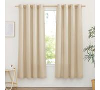 PONY DANCE Cortinas Cortas para Ventanas, Curtains for Bedroom de Lino Visillos Semitranslucidas con Ojales 2 Piezas,140x160cm,Angola Gris