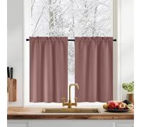 PONY DANCE Cortinas Cortas para Ventanas Termicas Aislantes Frio y Calor, Curtains Blackout Opacas para Puerta Dormitorio Cocina con Bolsillos 2 Piezas,60x60cm,Rosa Oscuro
