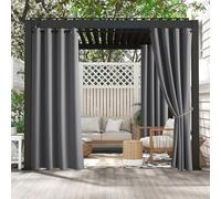 PONY DANCE Cortinas de Exterior Terraza Impermeable,Cortinas Blackout Aislantes del Calor para Patio/Jardin/Porche con Ojales 2 Piezas,132x274cm,Gris