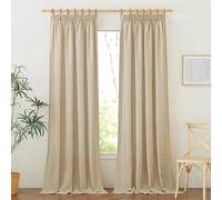 PONY DANCE Cortinas de Lino con Ganchos para Rieles, Curtains for Living Room/Bedroom/Salon, Visillos Semi Translucidas Rusticos 2 Piezas,140x260cm,Angola Gris