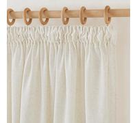 PONY DANCE Cortinas de Lino Visillos Cortos Translúcidos 2 Piezas Cortinas con Ganchos para Riel Cortinas Cortas para Cocina/Comedor Cortinas Boho, 140x160cm(AnchoxAlto), Crema