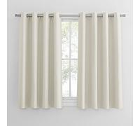 PONY DANCE Cortinas de Salon Modernas, Opacas Termicas Cortas con Ojales contra el Frio y Calor de Cocina Comedor, 2 Piezas, 132x114 CM, Beige Claro