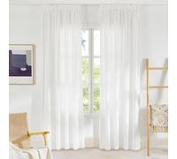 PONY DANCE Cortinas Dormitorio Blancas, Visillos Semi-Translucidas, Curtains for Living Room Visillos con Bolsillos para Cocina/Comedor/Salon 2 Piezas,140x245cm