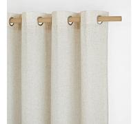 PONY DANCE Cortinas Dormitorio Cortas 2 Piezas 140x160cm(AnchoxAlto), Cortinas de Lino Cortas para Ventanas para Cocina, Visillos Translúcidas con Ojales, Crema