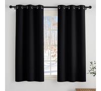 PONY DANCE Cortinas Dormitorio Cortas 2 Piezas Cortinas Opacas Antiluz Aislante Frio y Calor para Salon Cocina Comedor Habitacion Juvenil con Ojales,90x120cm,Negro