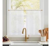 PONY DANCE Cortinas Dormitorio Cortas 60x90 cm Cortinas Blancas Trasparentes Visillos Cortos para Ventanas Cortinas Cocina Ventana Cortinas Habitacion Cortinas Rusticas, 2 Piezas