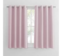 PONY DANCE Cortinas Dormitorio Niña, Opacas Termicas Aislantes Frio y Calor con Ojales, Cortinas Infantiles de Habitacion Juvenil, 2 Piezas, 140x145 CM, Rosa Claro