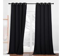 PONY DANCE Cortinas Dormitorio Opacas Negras de Tres Capa Cortinas Insonorizantes Cortinas Termicas Aislantes Frio y Calor 2 Piezas 100% Blackout para Salon con Ojales, 132x213 CM