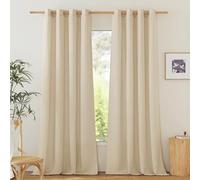 PONY DANCE Cortinas Dormitorio Translucidas de Lino, Visillos Rusticos Semi Opacos con Ojales 2 Pieas para Salon/Balcón,140x220cm(AnxAl),Angola Gris