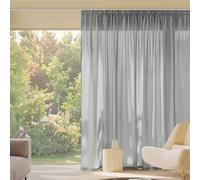 PONY DANCE Cortinas Gris 3 Metros con Ganchos para Rieles, Cortinas Semi Opacas Visillos Translucidas para Salon/Dormitorio 1 Panel,300x245cm