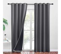 PONY DANCE Cortinas Grises Opacas 2 Piezas 140x245 CM Cortinas 100% Blackout con Ojales Cortinas Opacas Termicas Aislantes Frio y Calor Cortinas Dormitorio Matrimonio