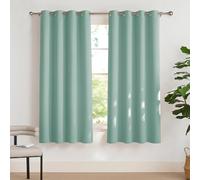 PONY DANCE Cortinas Infantiles Niña Cortinas Opacas 2 Piezas Termicas Aislantes Frio y Calor de Cocina Comedor Dormitorio con Ojales, 132x158 CM, Verde Claro