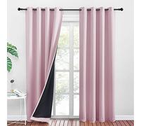 PONY DANCE Cortinas Infantiles Niña Opacas Termicas 2 Piezas Cortinas Aislantes Frio y Calor 100% Blackout con Ojales para Salon Dormitorio, 140x245 CM, Rosa Claro