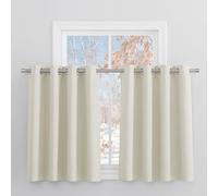 PONY DANCE Cortinas Infantiles Niña, Opacas, Termicas Aislantes Frio y Calor, Cortas para Ventanas, 2 Piezas, 132x90 CM, Beige Claro