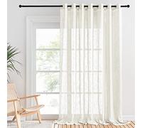 PONY DANCE Cortinas Largas para Salon, Visillos Translucidos Boho con Aspecto de Lino para Dormitorio Matrimonio, 1 Pieza, 254x240cm(AnxAl), Beige Claro