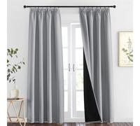 PONY DANCE Cortinas Largas para Ventanas Cortinas Opacas Termicas 2 Piezas Cortinas Aislantes Frio y Calor Cortinas Dormitorio Matrimonio Cortina para Riel con Ganchos, 140x260 CM, Gris Claro