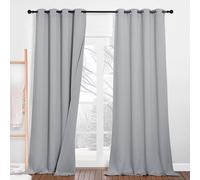 PONY DANCE Cortinas Largas para Ventanas de Tres Capa Cortinas 100% Opacas 2 Piezas Termicas Aislantes Frio y Calor Acusticas para Dormitorio, 132x260 CM, Gris Claro