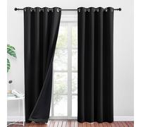 PONY DANCE Cortinas Negras Opacas 2 Piezas 140x240 CM Cortinas 100% Blackout con Ojales Cortinas Opacas Termicas Aislantes Frio y Calor Cortinas Dormitorio Matrimonio
