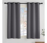 PONY DANCE Cortinas Opacas 2 Piezas Grises Termicas Aislantes Frio y Calor Cortinas Puerta Cocina Dormitorio Salon con Ojales,90x120cm,Gris
