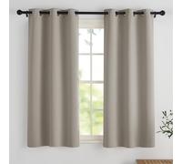 PONY DANCE Cortinas Opacas 2 Piezas para Cocina Cortinas Aislantes Termicas Frio y Calor Decorativas Curtains For Living Room Blakout con Ojales,106x114cm,Arena