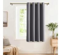 PONY DANCE Cortinas Opacas Aislantes luz 1 Pieza Termica Aislante Frio y Calor, Cortinas Dormitorio Cortas con Ojales, 132x90 CM (Ancho x Alto), Gris