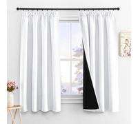 PONY DANCE Cortinas Opacas Aislantes Termicas 2 Piezas Cortinas Blancas Dormitorio Cortas Ventanas para Riel con Ganchos, 140x160 CM, Blanco