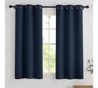 PONY DANCE Cortinas Opacas Azul para Cocina Cortinas Aislantes Termicas Frio y Calor Decorativas Curtains For Living Room Blakout con Ojales 2 Piezas,106x114cm,Azul Marino