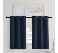 PONY DANCE Cortinas Opacas Azul para Cocina Cortinas Aislantes Termicas Frio y Calor Decorativas Curtains For Living Room Blakout con Ojales 2 Piezas,106x90cm,Azul Marino