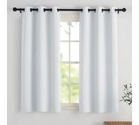 PONY DANCE Cortinas Opacas Blancas para Cocina Cortinas Aislantes Termicas Frio y Calor Decorativas Curtains For Living Room Blakout con Ojales 2 Piezas,106x114cm,Blanco Gris