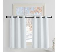 PONY DANCE Cortinas Opacas Blancas para Cocina Cortinas Aislantes Termicas Frio y Calor Decorativas Curtains For Living Room Blakout con Ojales 2 Piezas,106x90cm,Blanco Gris