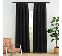 PONY DANCE Cortinas Opacas con Ganchos para Riel 2 Piezas, Termicas Aislantes Frio y Calor para Salon/Domitorio, Blackout Curtains 140x220cm,Negro