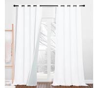 PONY DANCE Cortinas Opacas Dormitorio 2 Piezas Cortina Antiruido de Tres Capa Cortinas Termicas Aislantes Frio y Calor con Ojales 100% Blackout Curtains, 132x240 CM, Blanco