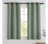 PONY DANCE Cortinas Opacas para Cocina Aislantes Termicas Frio y Calor Decorativas Curtains For Living Room Blakout con Ojales 2 Piezas,90x120cm,Verde Salvia