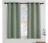 PONY DANCE Cortinas Opacas para Cocina Cortina Aislantes Termicas Frio y Calor Decorativas Curtains For Living Room Blakout con Ojales 2 Piezas,90x120cm,Verde Salvia