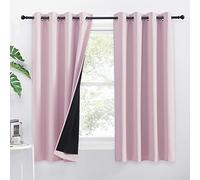 PONY DANCE Cortinas Opacas Termicas Aislantes Frio y Calor 2 Piezas de Infantiles Niña Curtains 100% Blackout Cortinas Foscurit con Ojales, Rosa Claro, 140x145 CM