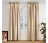 PONY DANCE Cortinas Opacas Termicas Aislantes Frio y Calor, Cortinas Salon Modernas 2 Piezas Dormitorio Blackout para Riel con Ganchos, 140x245 CM, Beige Oscuro
