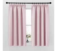 PONY DANCE Cortinas Opacas Termicas Aislantes Frio y Calor para Riel Cortinas Dormitorio 2 Piezas Cortas para Ventanas Infantiles Niña, 140x145 CM, Rosa Claro
